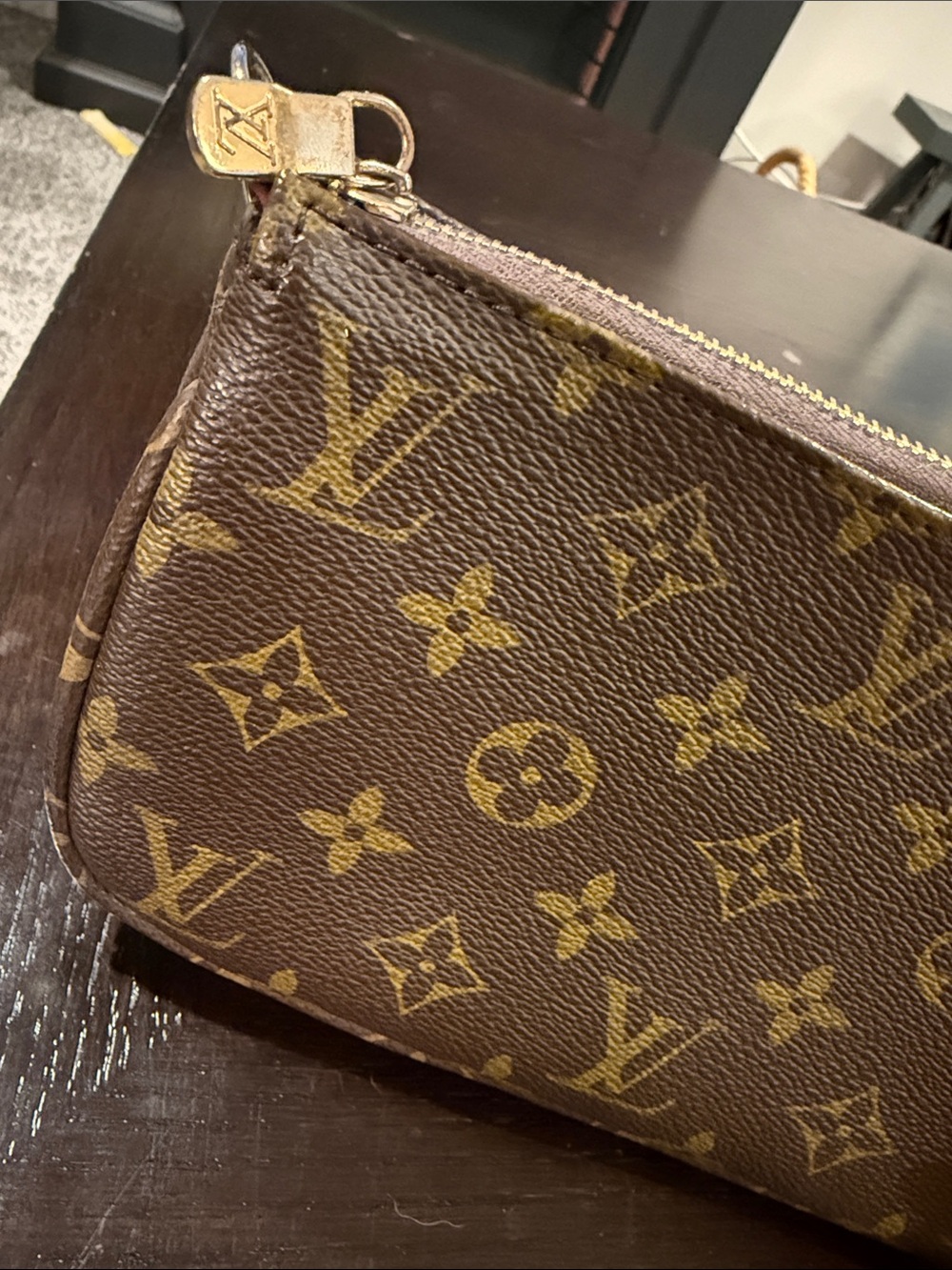 Louis Vuitton Brown Monogram Mini Pochette with Natural Vachetta Strap - Picture 2 of 7